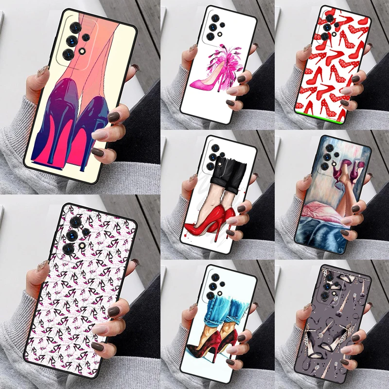 High Heels Girl Fashion Phone Case For Samsung Galaxy S23 S21 S20 FE S24 S22 Ultra Note20 S10 S9 S8 Plus A40 A52 A12 A13 A53