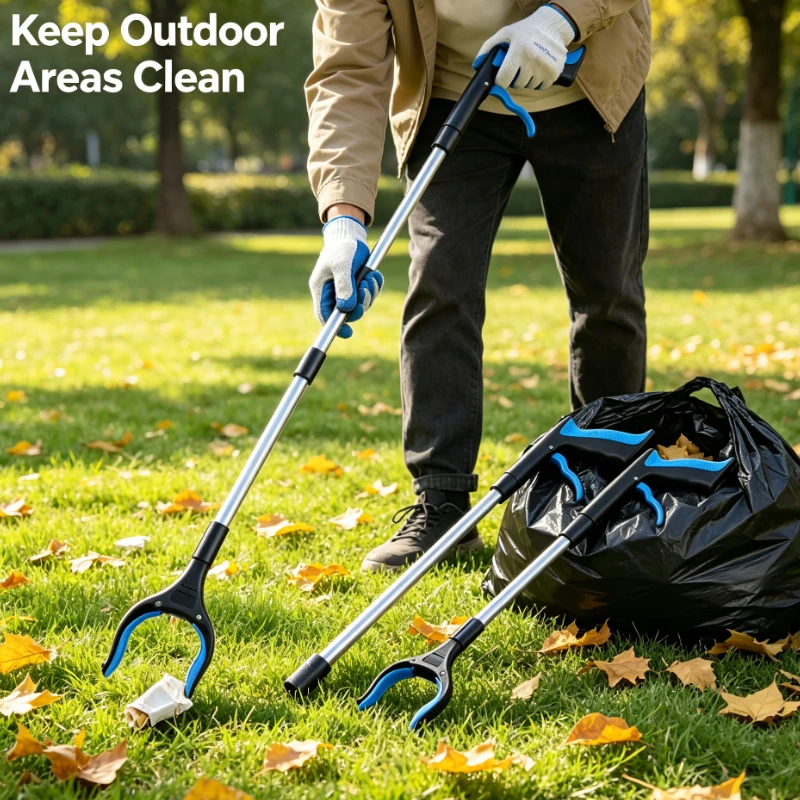 Foldable thickened garbage clamp pickers and long-handle clips are suitable for picking up clutter in gardens and courtyards