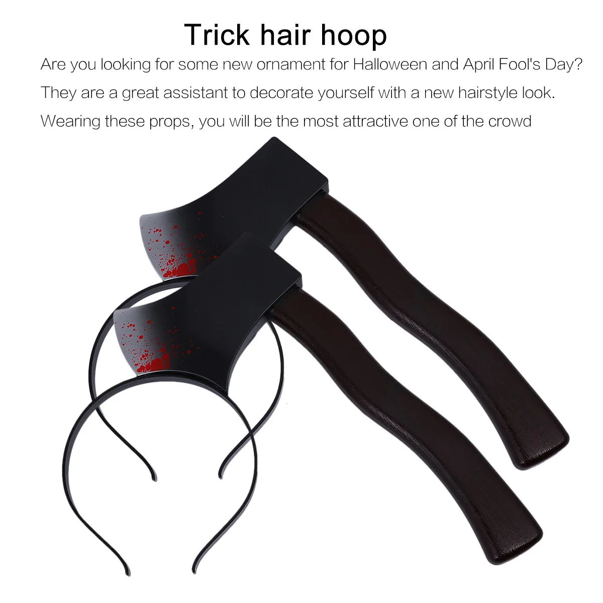 

2pcs Halloween Hair Hoop Scary Bleeding Headband Party Trick Prop Costume Decor Plastic Haunted House Headdress