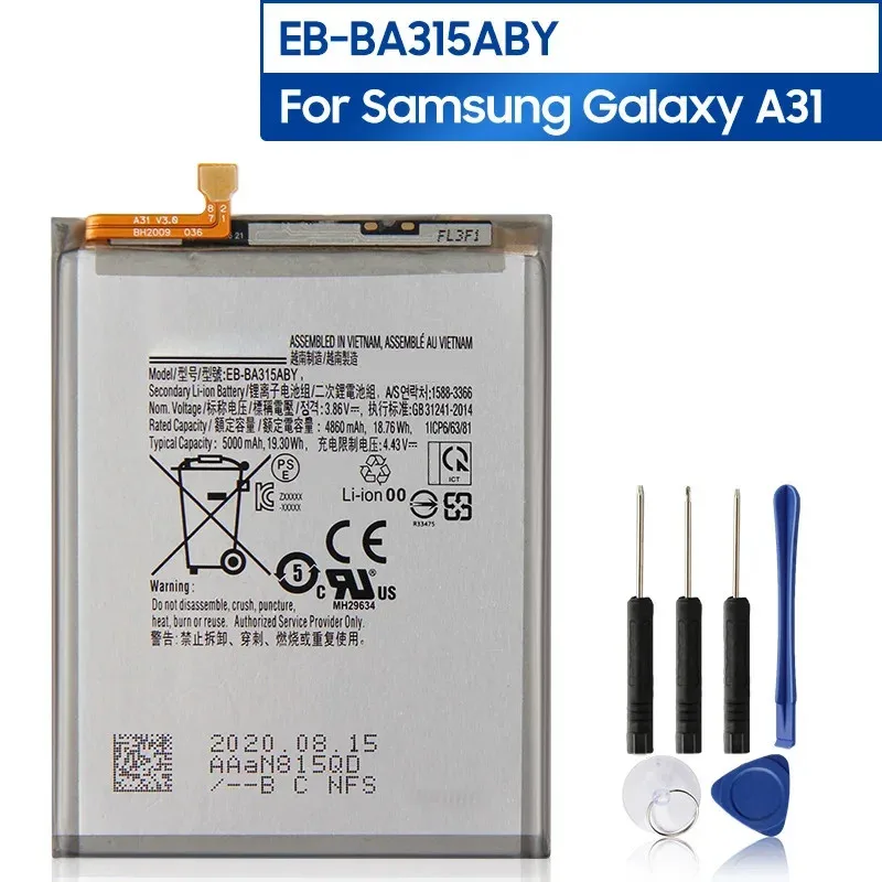 Replacement Phone Battery EB-BA315ABY For Samsung Galaxy A31 2020 Edition A32 EB-BA315ABY Rechargeable Battery 5000mAh