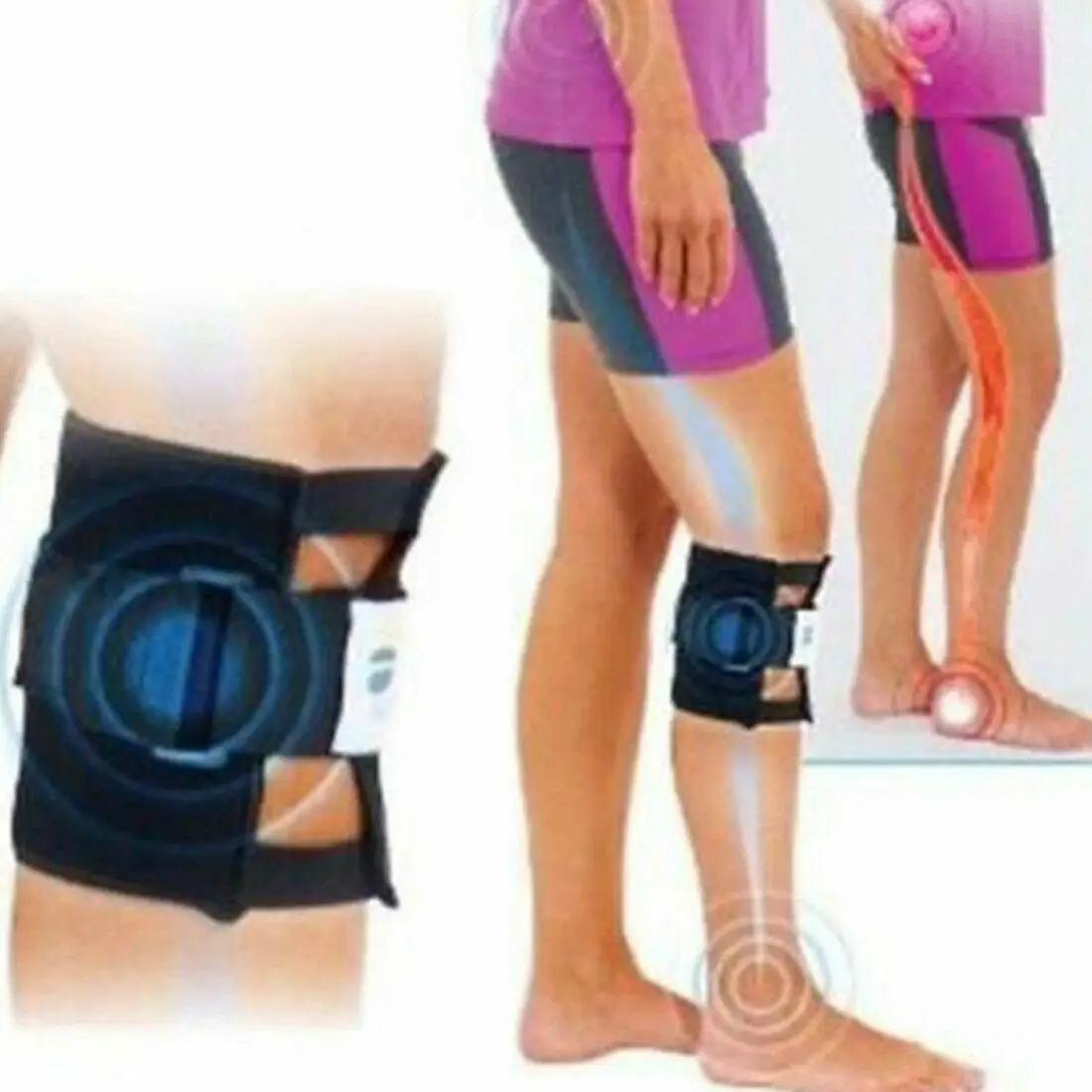 1pc Back Pain Knee Brace Knee Acupressure Sciatic Nerve Pad Magnetic Therapy Stone Relieve Tension Sciatic Nerve Knee Pad