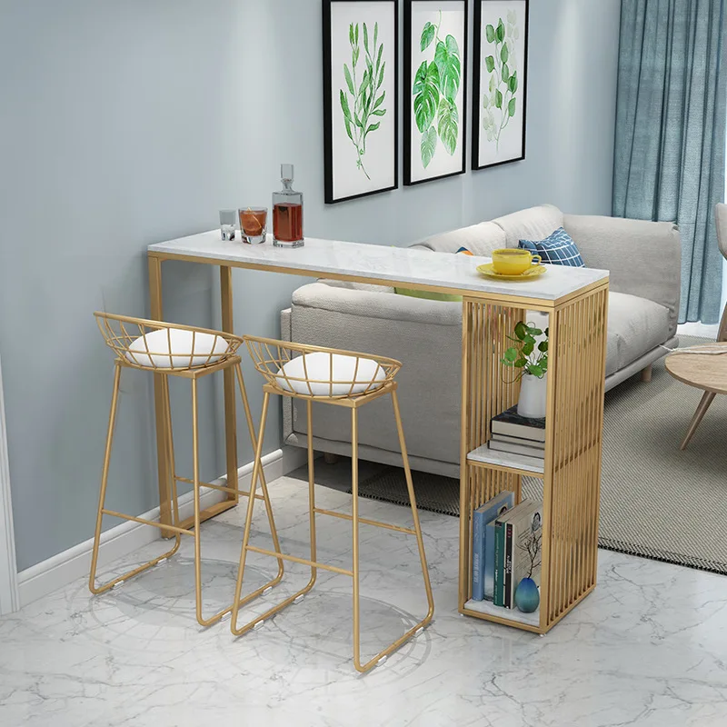 Nordic marble bar table simple modern home living room against the wall high table and chairs
