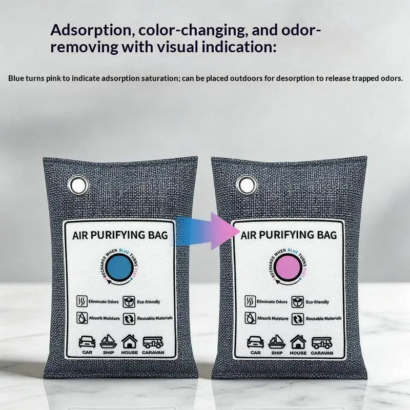 Car Activated Carbon Odor Remover Reusable Color-changing Moisture Absorber for Auto Home Pet Area Deodorization