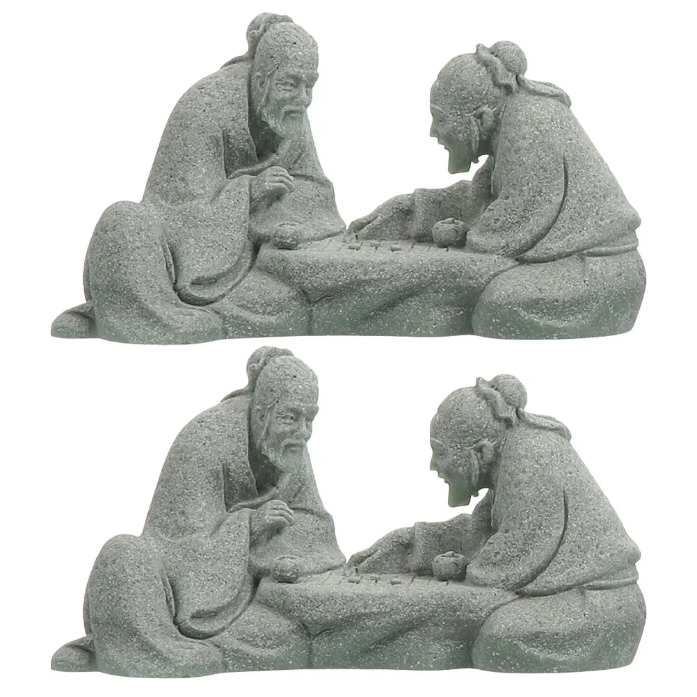 

2Pcs Exquisite Chinese Elder Figure Sandstone Crafted Elder Statues for Indoor Outdoor Garden Landscape Decoration Bright Smooth