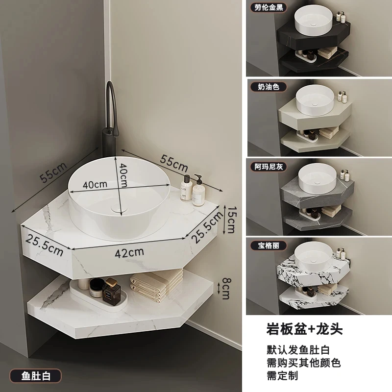 Triangular Wash Small Apartment Waterproof And-Proof Rock Sl Double-Layer Ceramic Basin Corner Tle