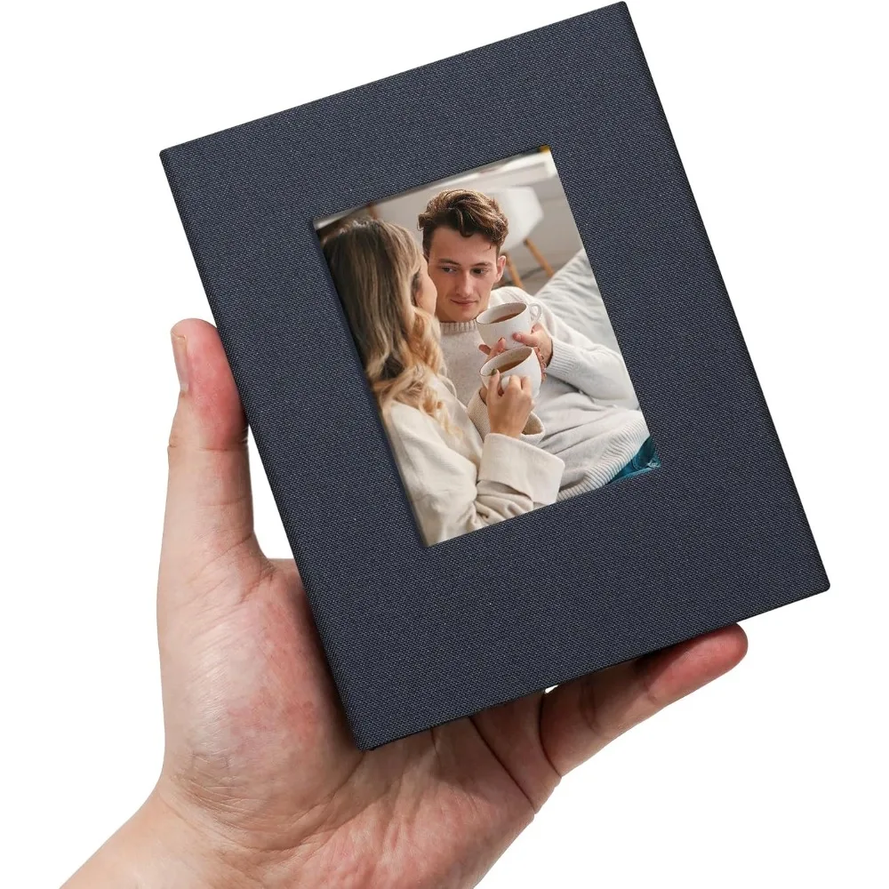 

Small 4x6 Photo Album 100 Pockets Linen Cover with Front Window Portable Mini Picture Book for Family Travel Wedding and Memory