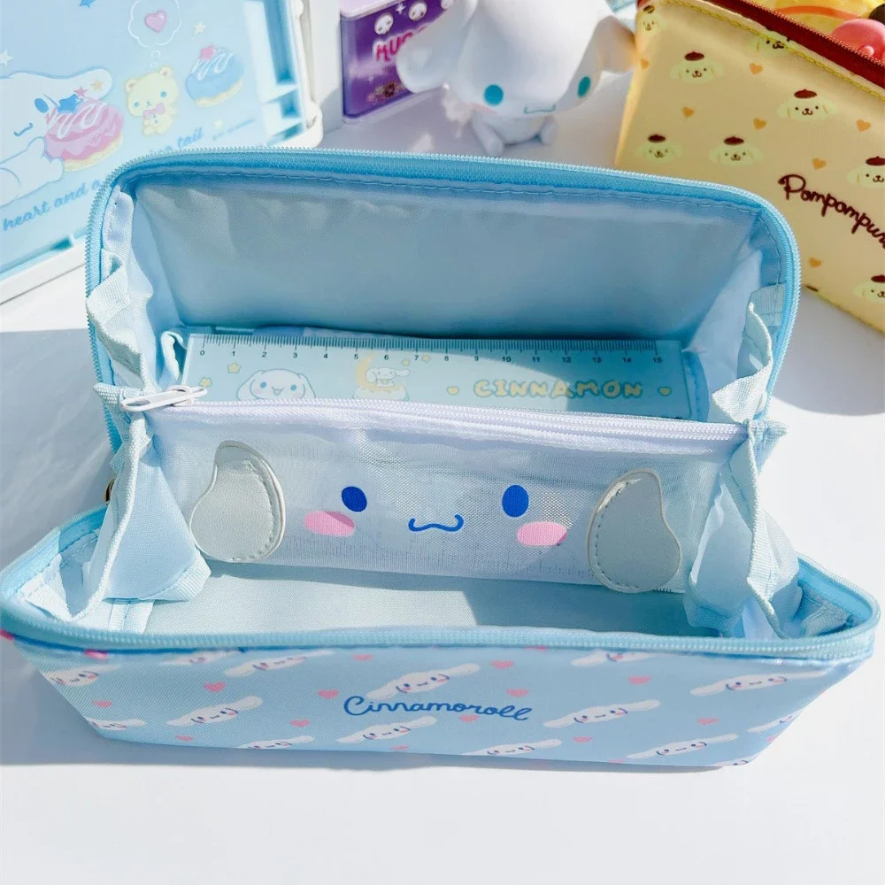 Sanrio Large Capacity Pencil Case Cute Melody Kulomi Cosmetic Bags SchoolPencils Bag Pen Case Supplies Stationery Festivals Gift