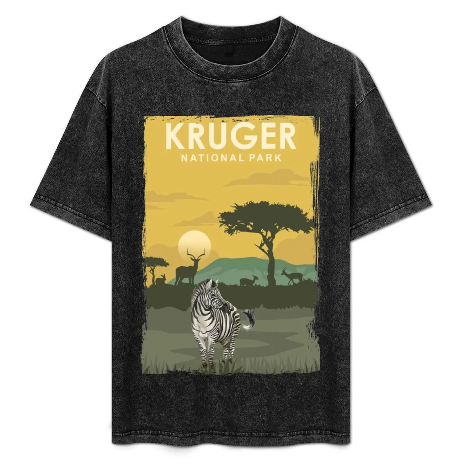 Kruger National Park Travel Poster South Africa T-Shirt Big Size Short Sleeve Casual Top