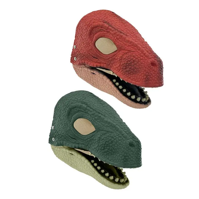 Raptor Face Cover Moving Jaw Latex Dinosaur Face Cover Visible With Moving Jaw Breathable Comfortable Dino Headgear