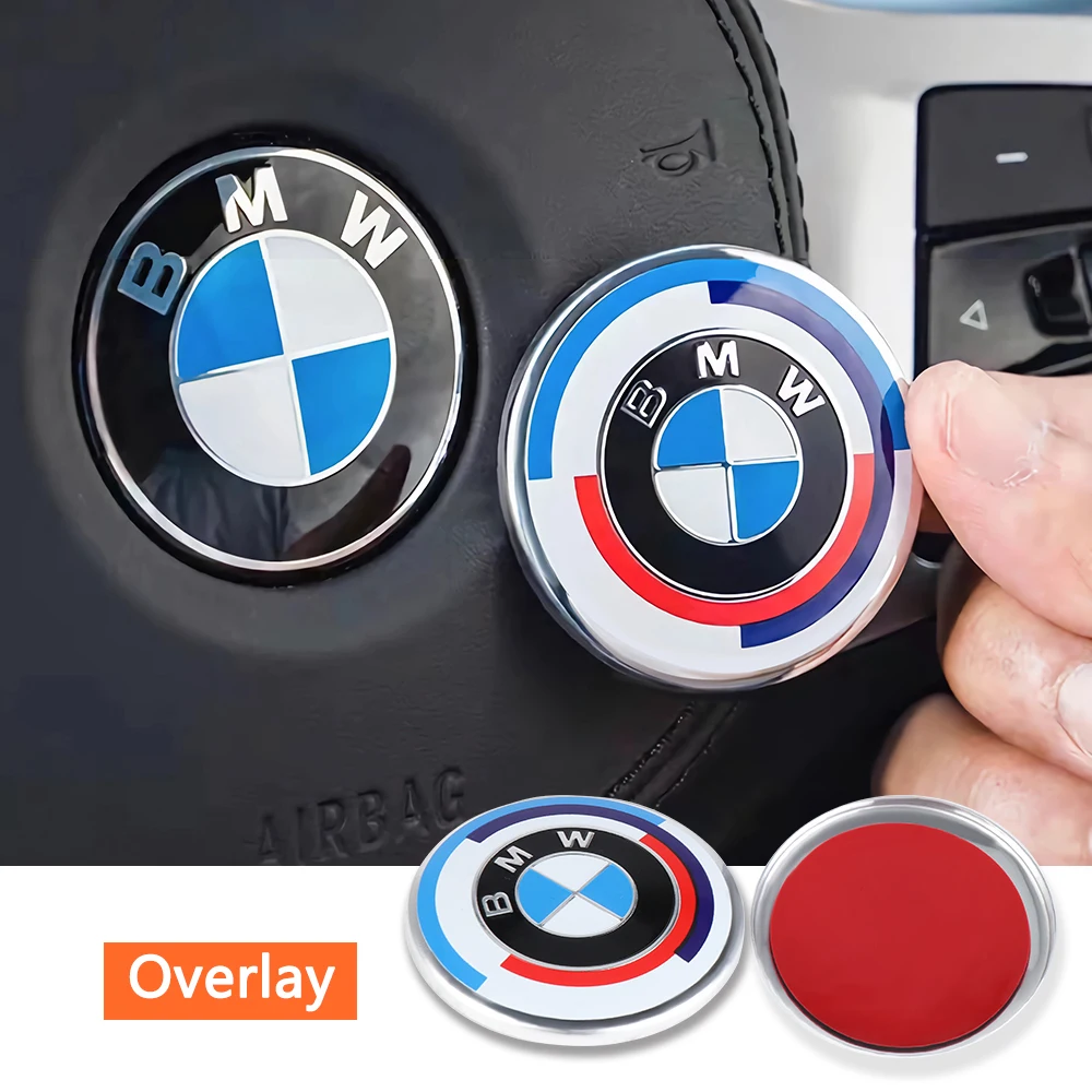 Emblema central para volante de coche, pegatina de 44/46MM, accesorios de decoración Interior para Bmw E46, E90, E60, F10, F30, E39, E36, F20, E87,