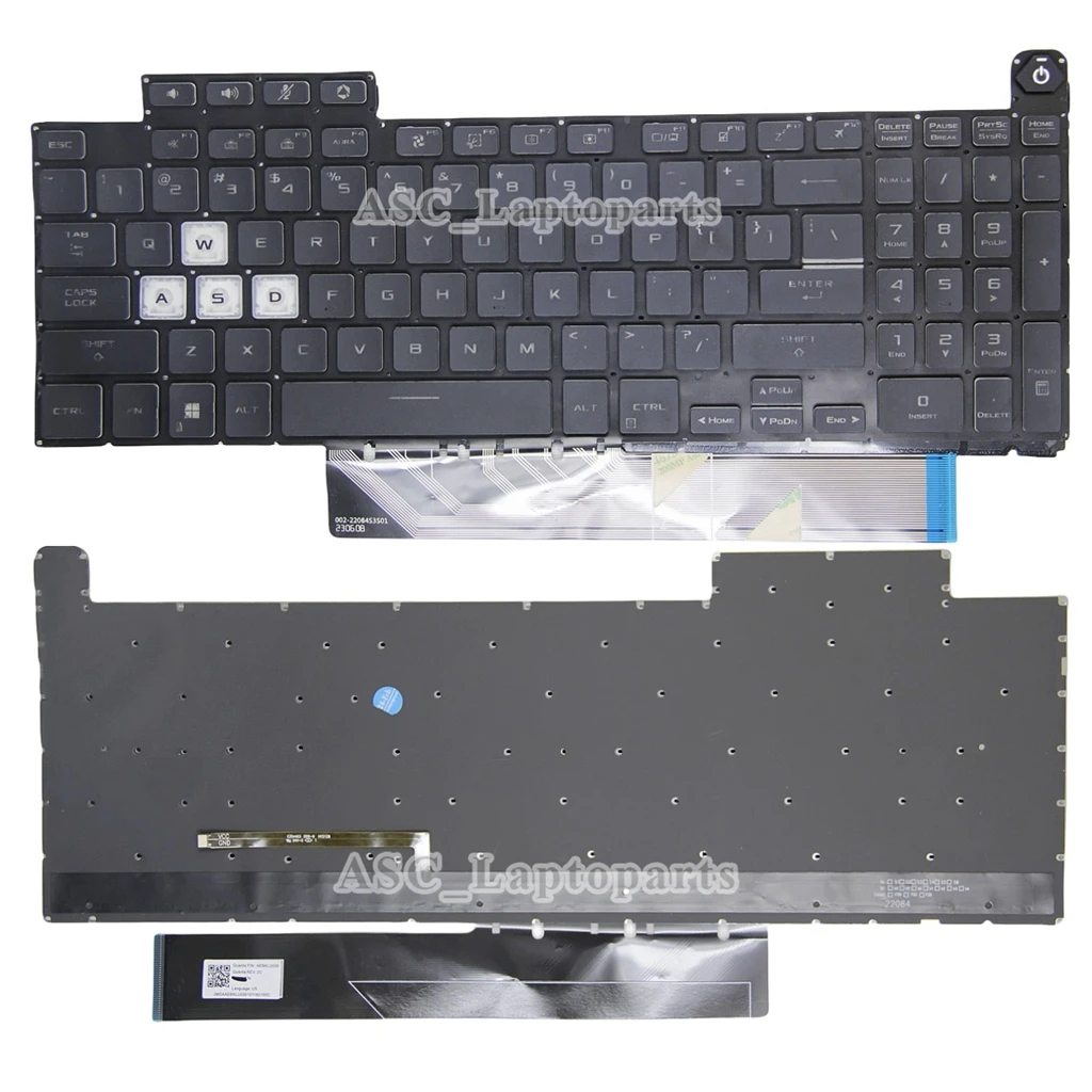 Imagem -02 - Qwerty Teclado para Asus A17 Tuf Gaming 17.3 Fa707 Fa707r Fa707rm Retroiluminado sem Moldura Novo us