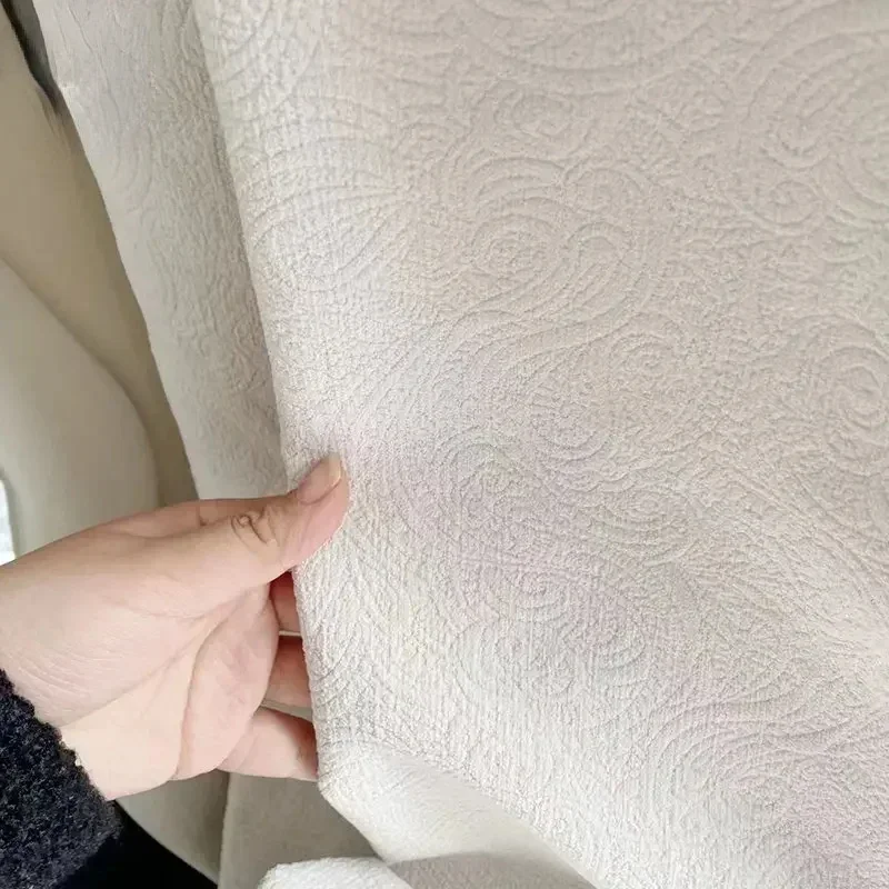 

Французские шторы для гостиной, столовой, спальни, кремовая отверждаемая тисненая текстура синели, толстое окно, белый тюль, прозрачная занавеска