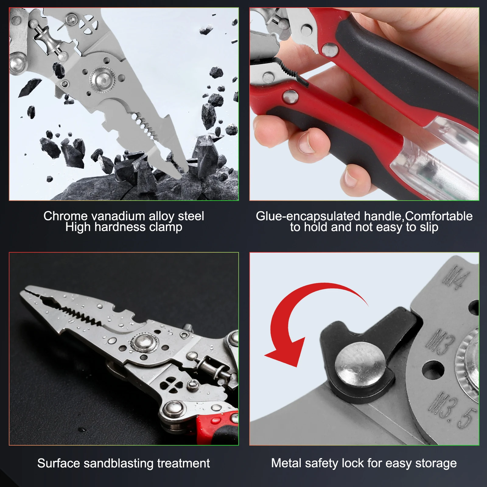 MultiFunctional Foldable Wire Stripper with Voltage Testing Clamp for Electrical Panel Maintenance and Cable Stripping