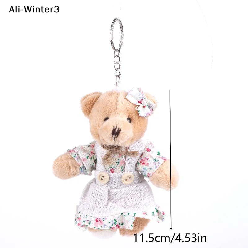 漫画の小さなクマのぬいぐるみキーホルダーかわいいぬいぐるみウサギの人形キーリングカップルバッグペンダントバックパック吊り下げ装飾ギフト