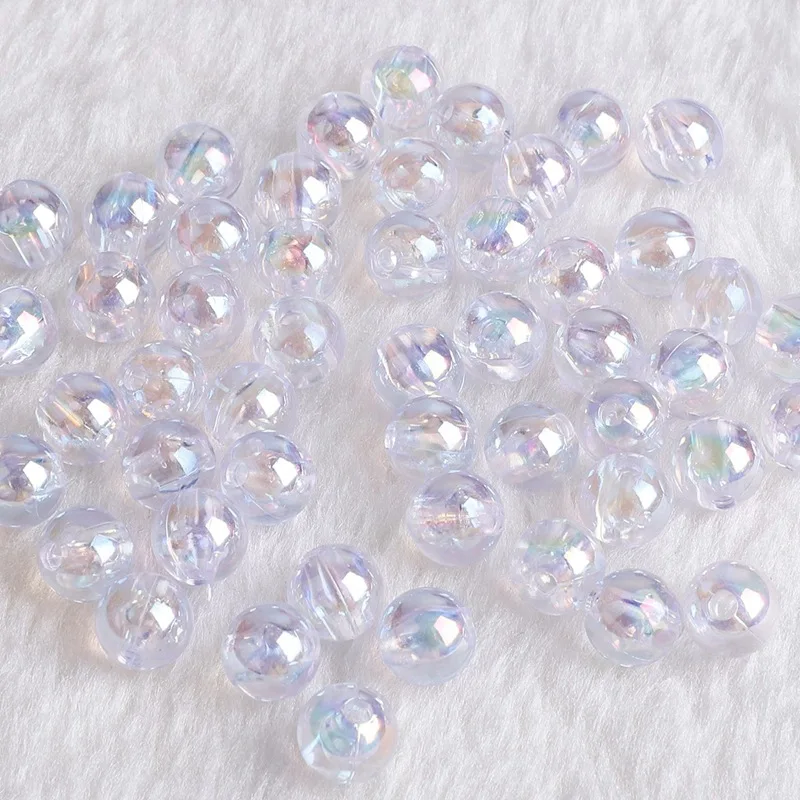 50/100pcs/Pack 6mm/8mm/10mm Iridescent AB Color DIY Acrylic Round Shape Beads For Jewelry Making