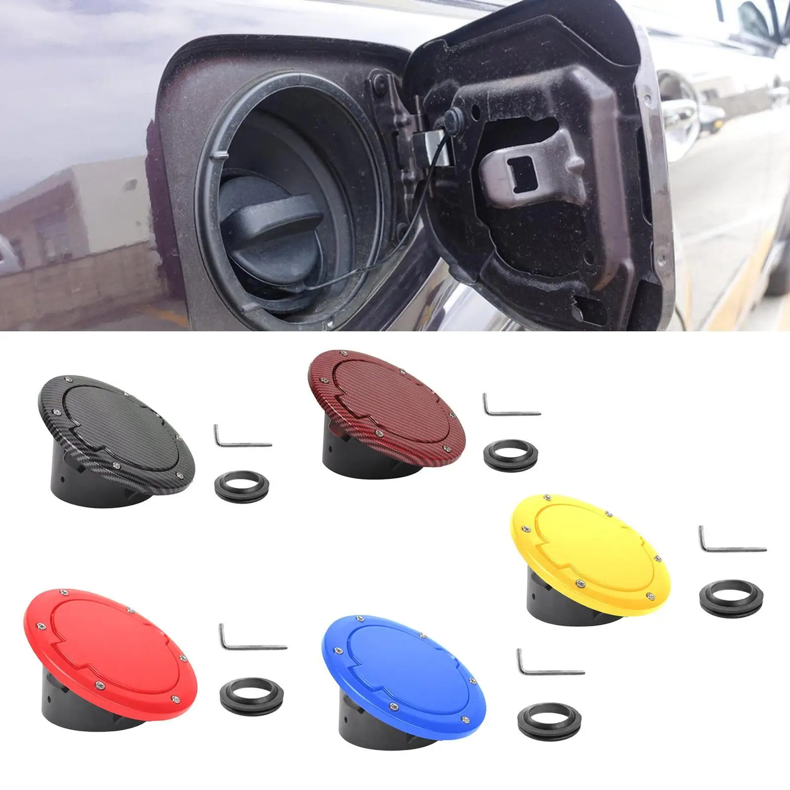

Professional Fuel Filler Door Cap Metal Quick Install Gas Tank Cover Repair Part for Jeep Wrangler