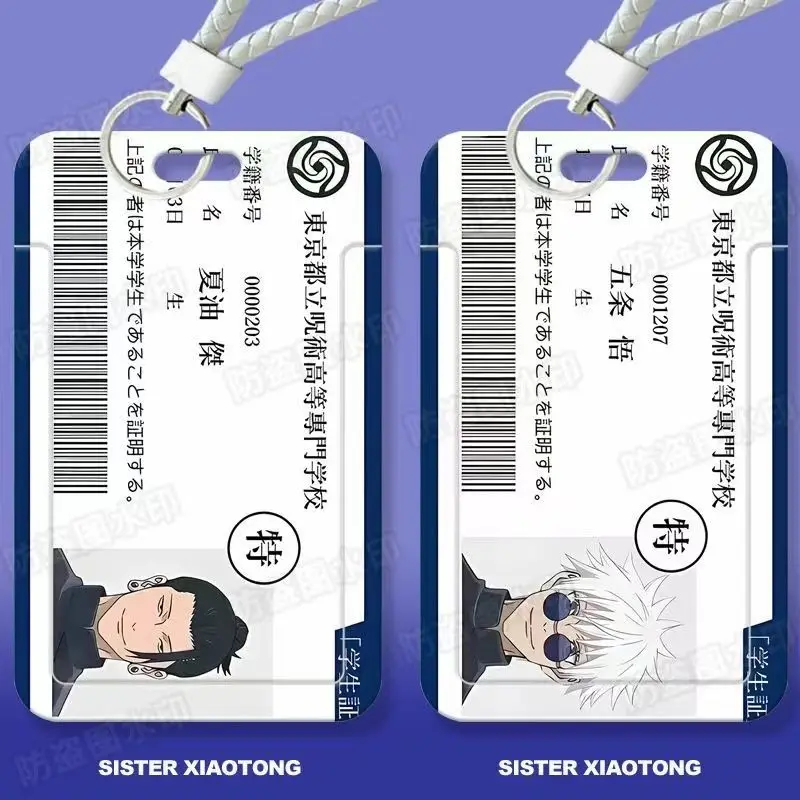 Niedlicher Jujutsu Kaisen Schiebe-Kartenhalter mit Kreativem Cartoon-Design Gojo Satoru & Geto Suguru, Schutzhülle für ID-, Bus- und Essenskarten – Detail 1
