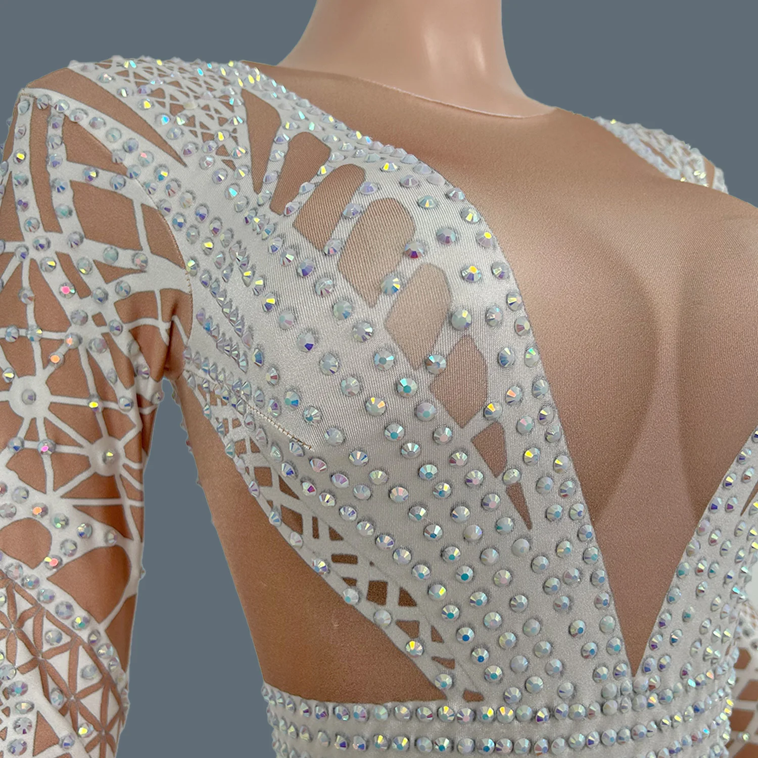 Sparkly Printing Rhinestones Stretch Jumpsuit for Women Sexy Dance Spandex Costume Nightclub Party Performance Show Wear Sanjiao