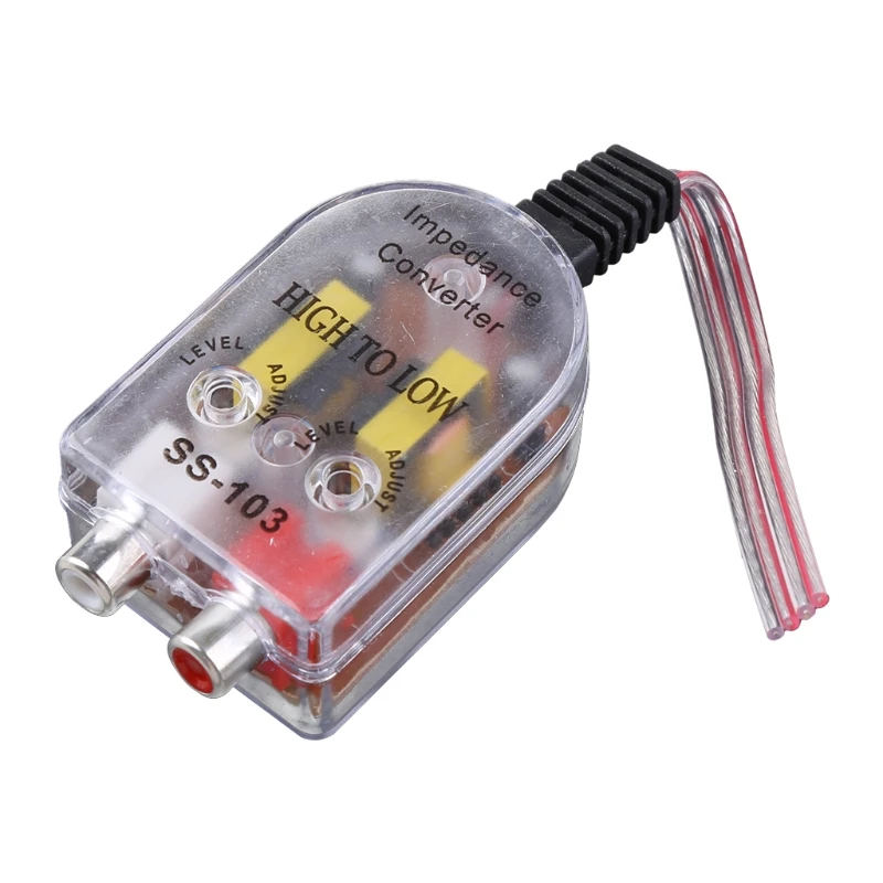 Car Stereo  12V RCA Speaker Amplifier High To Low Level Line Output Converter Adapter Wiring Adjustable Auto Part