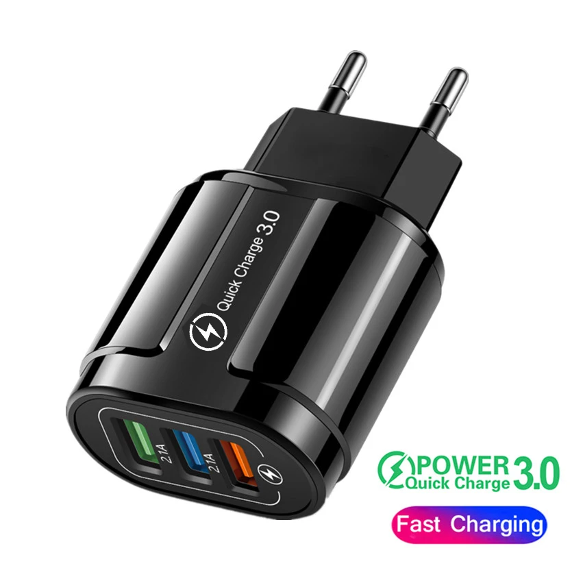 Maerknon 3USB Phone Charger 18W Fast Charging For Samsung Xiaomi Huawei iPhone 14 13 Pro Max QC3.0 Mobile Phone Charger Adapter