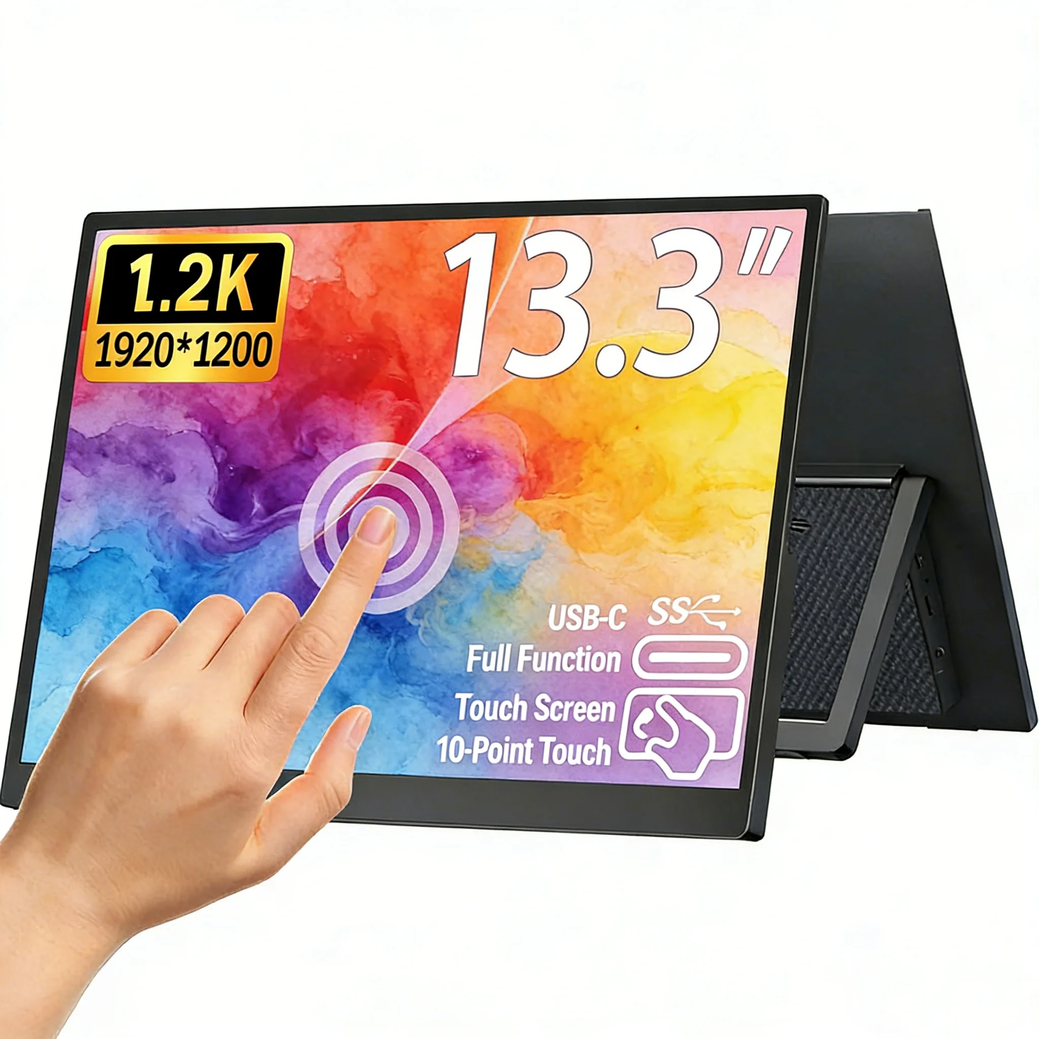 

13.3-Inch Touch Portable Monitor 1200P 100%sRGB Low Blue Light Touch Screen Monitor For XBox PS4 / 5 Switch Cell Phone PC Loptop