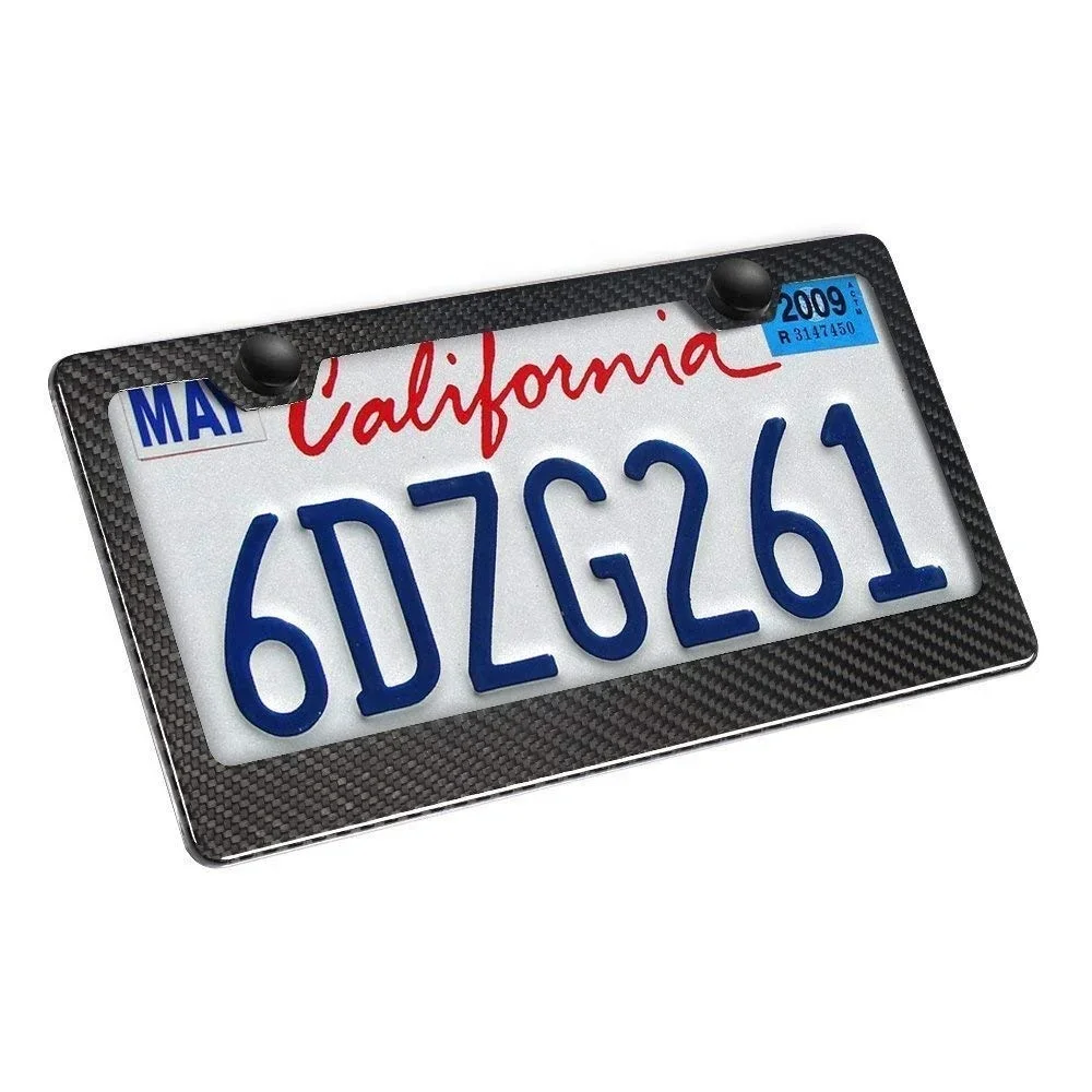 Dry Carbon Fiber License Plate Frame for US/Canada/Mexico Specifications, 100% Carbon Fiber License Plate Protection Frame.