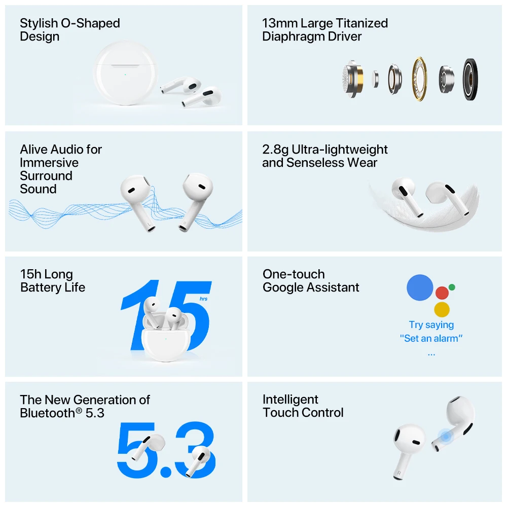 UMIDIGI G1 Buds TWS Wireless Earphones Bluetooth 5.3 ENC Sport Noise Reduction 380mAh Headsets With Microphone