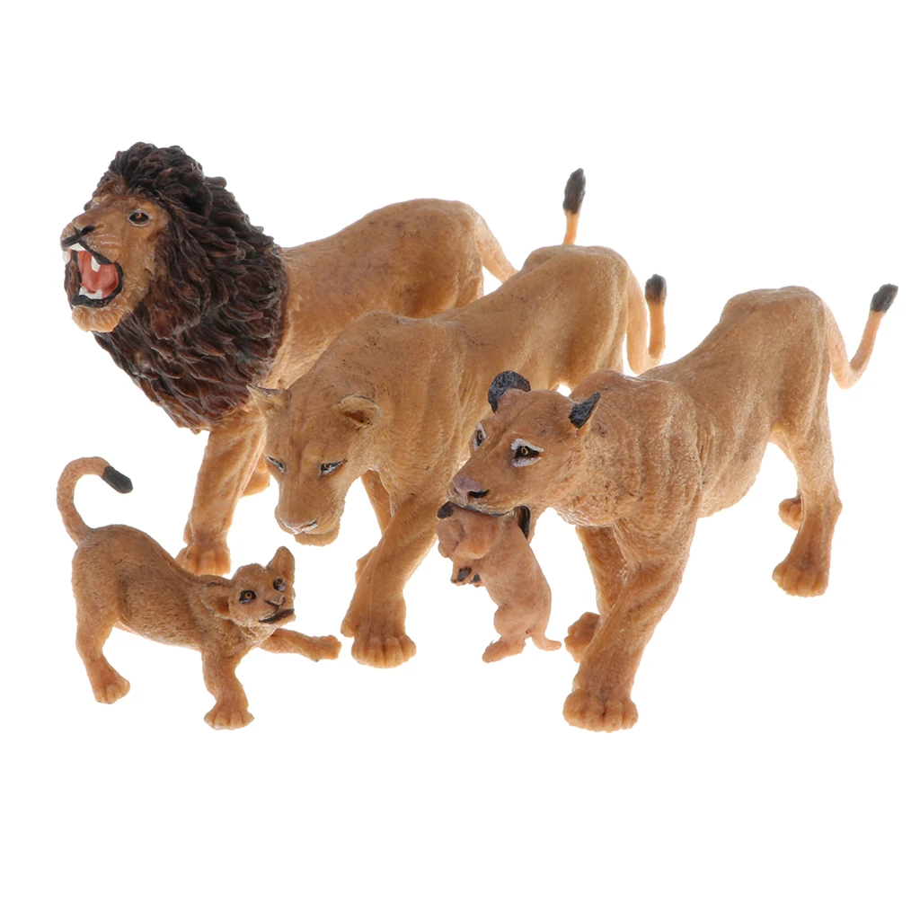 Figurine di leone, Set di giocattoli modello per natura, regalo, confezione da 5