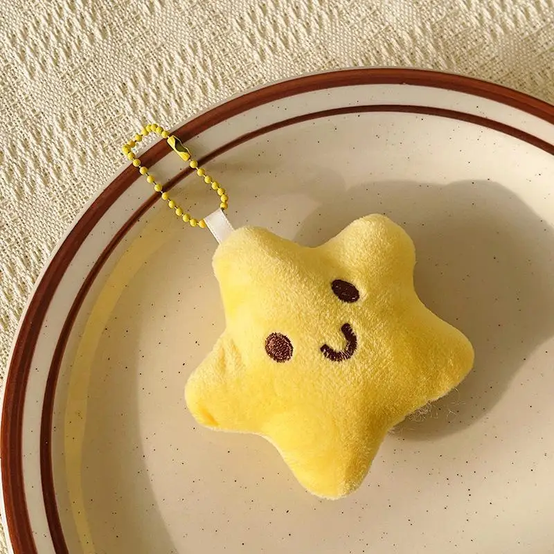 

Cute Stars Plush Toy Keychain Girls Fluffy Soft Cute Backpack Bag Pendant Practical Mini Yellow Keychain Gifts Decorations