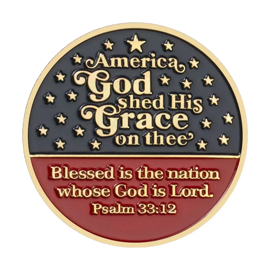 God Bless America  Souvenir Coin Gold Plated Blessed Is The Nation Whose God Is Lord Psalm Commemorative Coin