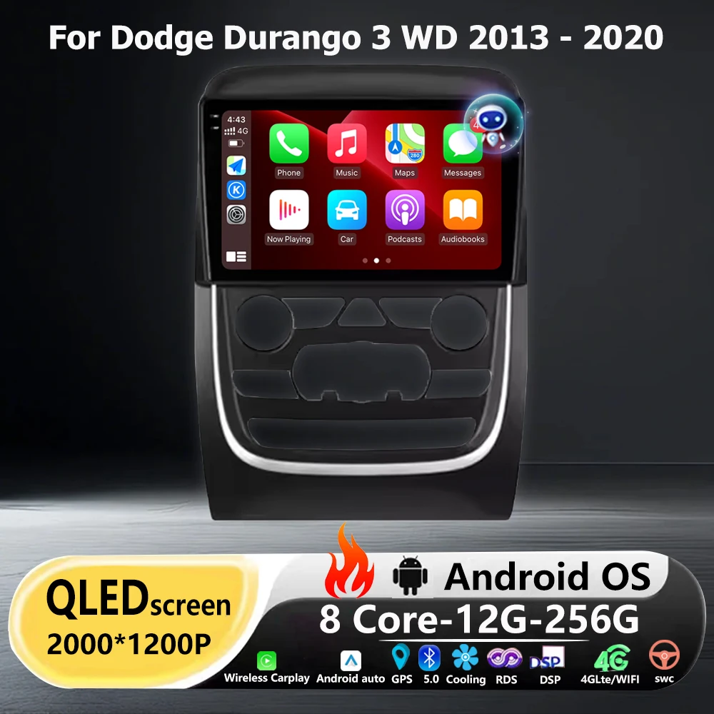 Android 16 Auto Carplay para Dodge Durango 3 WD 2013 - 2020 Radio de coche reproductor de vídeo Multimedia herramientas de navegación GPS BT DSP 4G WIFI