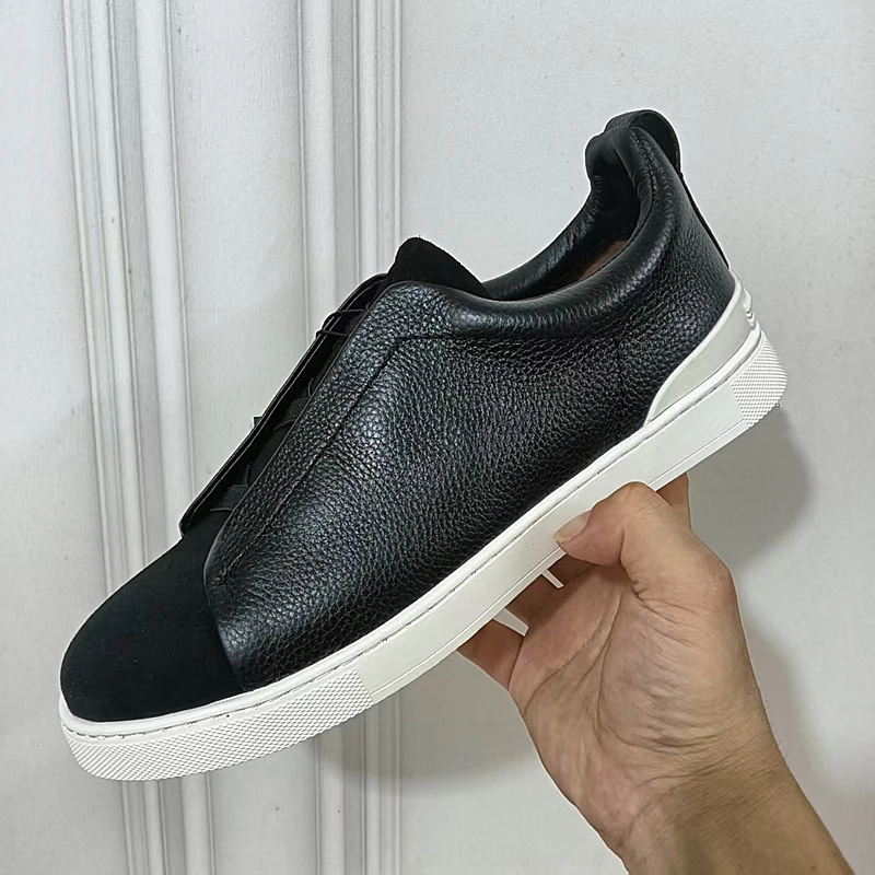 أحذية رجالية عادية أحذية تزلج جلد البقر مواسم شريط مرن متعطل المشي محرك جودة عالية جميع الجلود الأصلية #6