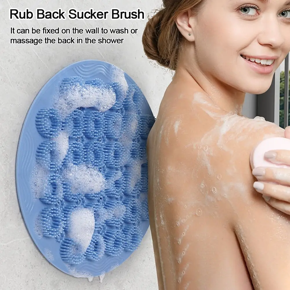 Exfoliating Shower Massage Suction Cup Pad Multi-function Rub Back Foot Wash Brush Silicone Non-Slip Bathing Body Cleaning Tool