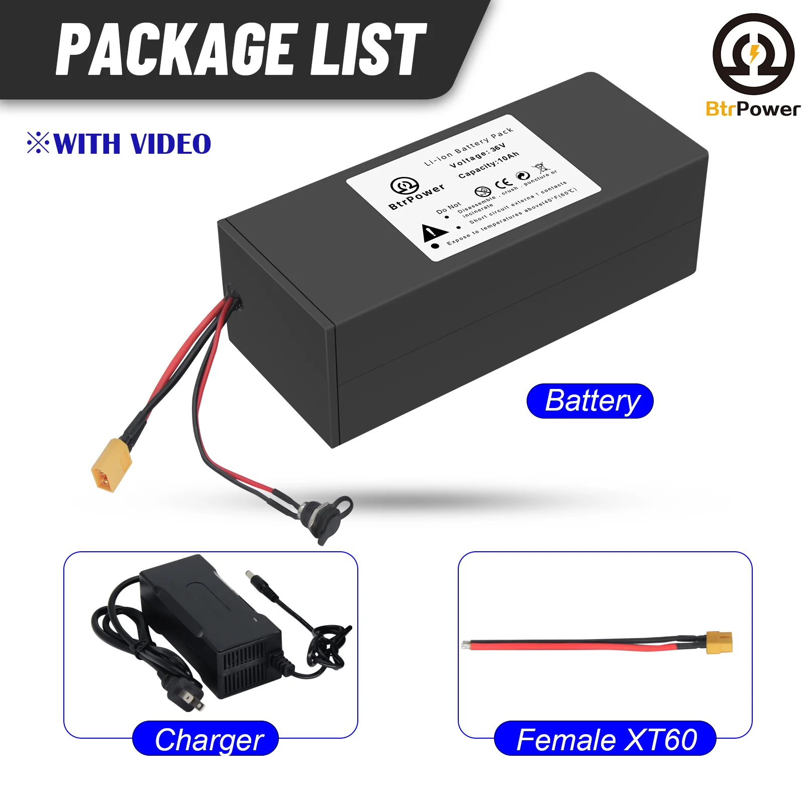 

Lithium Li-ion EBike Battery 36V 10AH For ≤500W Motor Scooter Electric Bicycle