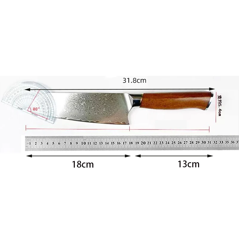 7 Inch Santoku Knife 67-layer Damascus VG10 Steel Blade Wood Handle Slicing Vegetables Cleaver Meat Japanese Kitchen Sharp Knife