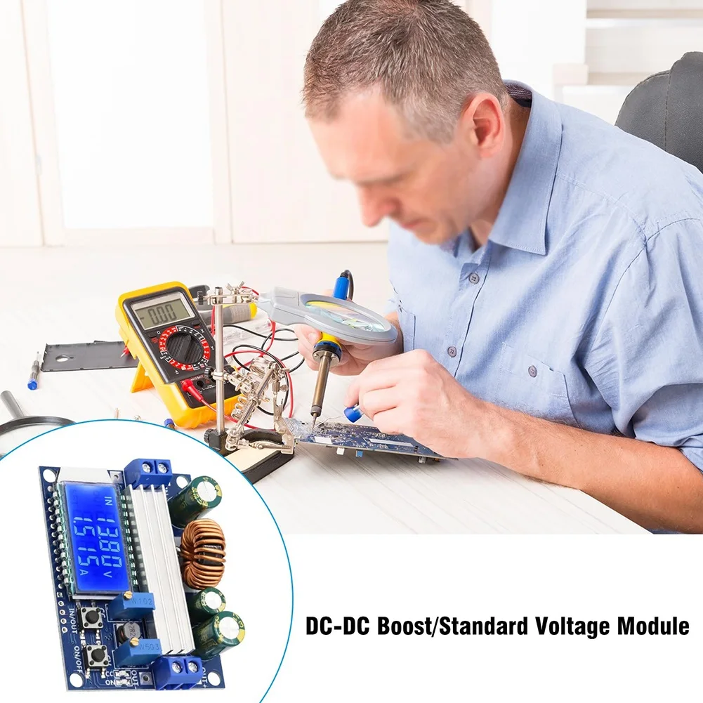 

Adjustable Output Boost Converter For Home Experimentations 66 * 48 * 21mm Lcd Display Conversion Efficiency 88