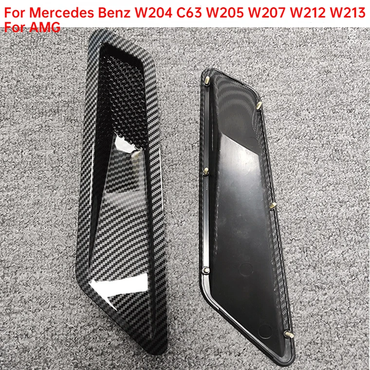 Carbon Fiber Look/Glossy Black Car Engine Hood Vent Air Louvers For Mercedes For Benz W204 C63 W205 W207 W212 W213 For AMG Sedan