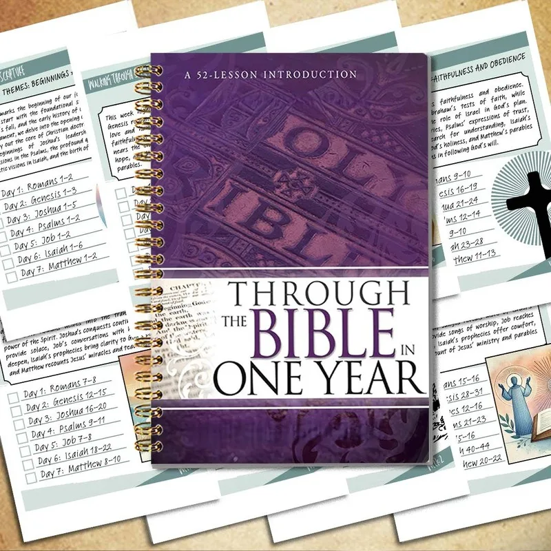 Bible Reading Journal, One Year 52 Week Scripture Reading Plan Notebook, Weekly Devotional Journal for Notes, Reflection & Readi