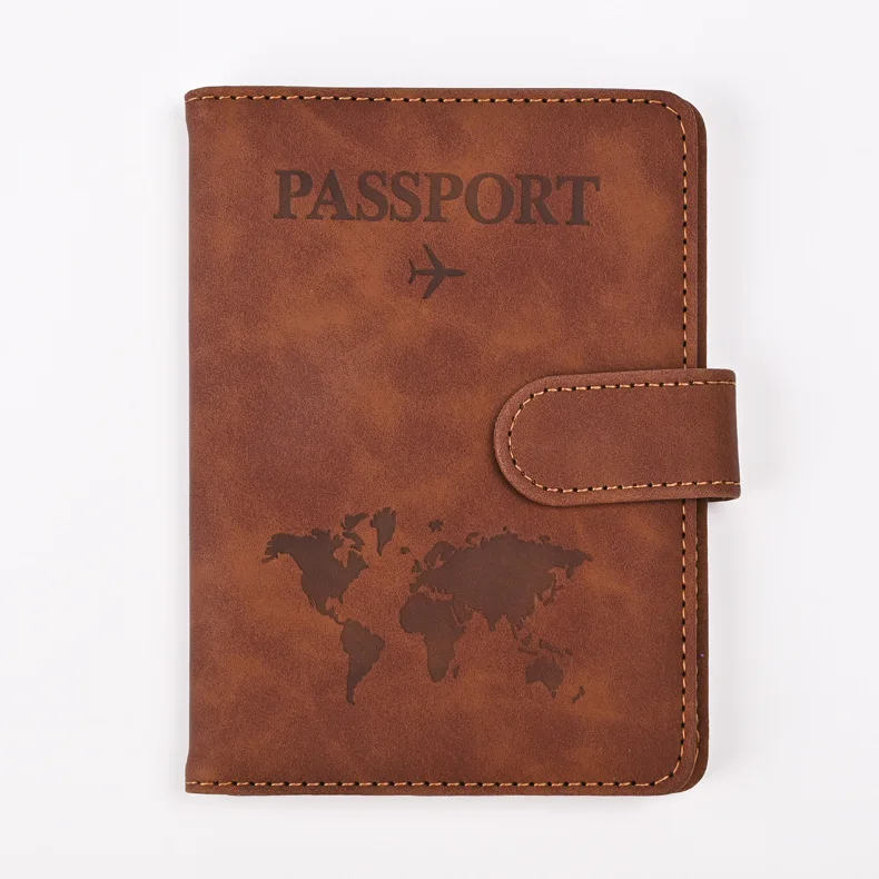 Billetera de PU RFID para pasaporte, estampado de mapa, soporte para pasaporte, Clips para boletos de vuelo, identificación, tarjetero de crédito,