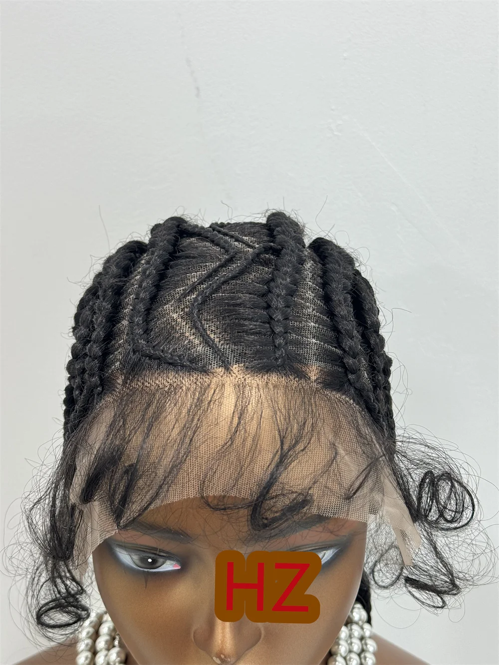 Hz วิกผมถักลูกไม้สังเคราะห์สำหรับผู้หญิงผิวดำวิกผมถักเปียที่ไม่มีปมถักมีน้ำหนักเบา
