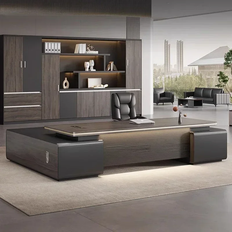 

Luxury Smart Office Desk Built-in Docking Station Design Management System Wireless Charging Bureau De Direction Furniture