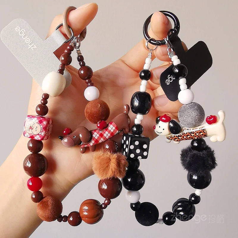 

Новый стиль: шнурок для телефона с бусинами, ремешок на запястье, шерстяной шарик, круглый шарик, короткий дизайн, для улицы, защита от утери, ручной, новый стиль