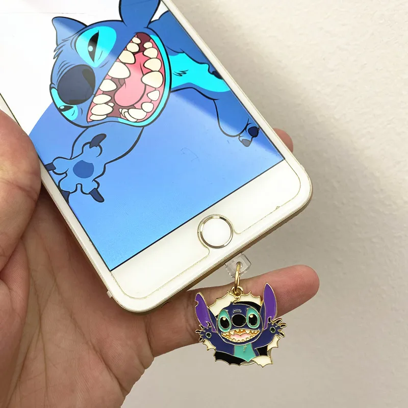 MINISO Stitch-enchufe antipolvo para teléfono, protectores de puerto de carga para iPhone, Samsung, Xiaomi, Huawei, tipo C, Android, Metal