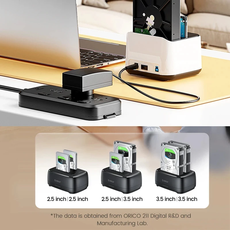 Imagem -04 - Dual Bay Hdd Docking Station com Clone Offline Sata para Usb 3.0 Case Hdd 2.5 3.5 Ssd