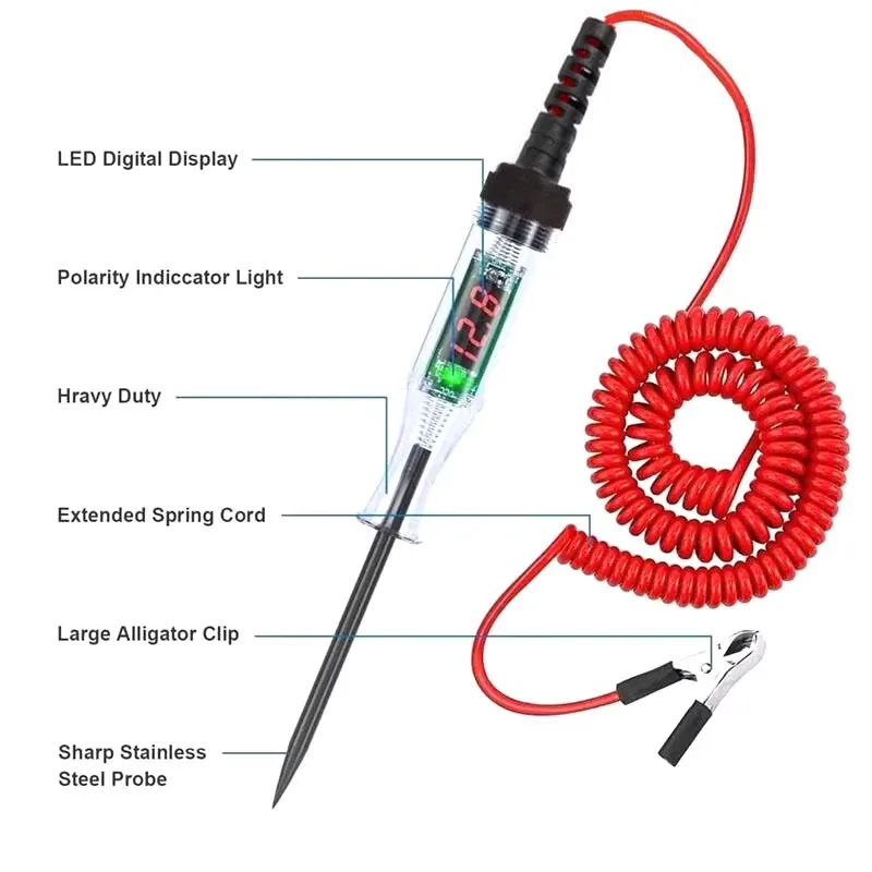 

NEW High Quality Auto Circuit Tester Truck Voltage Tester Circuit DC 6V 12V 24V Auto Diagnostic Probe Test Pen Car Tools