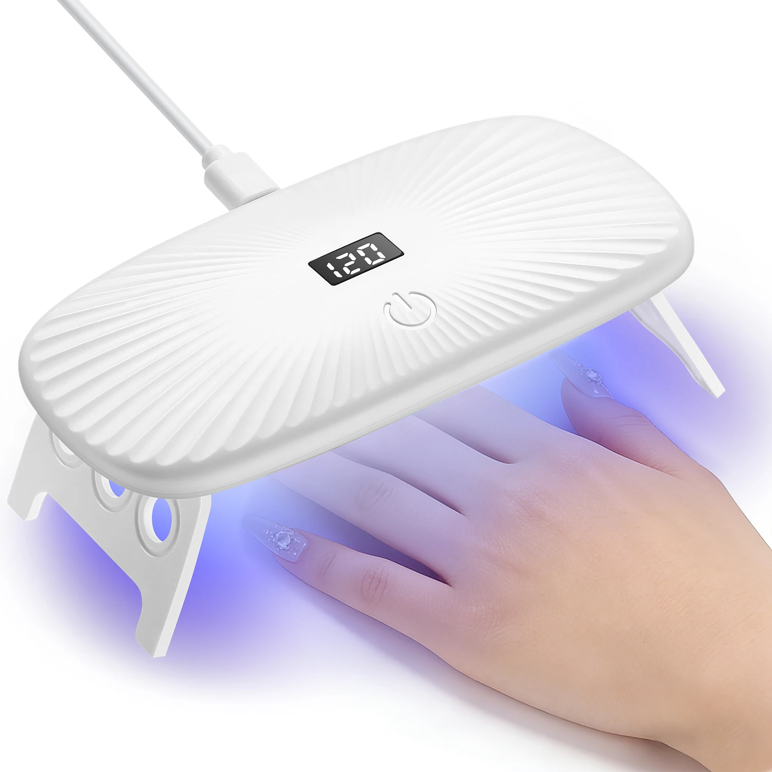 Lámpara de uñas UV portátil y de escritorio 2 en 1: curado rápido de doble longitud de onda con configuración de 4 temporizadores y diseño portátil