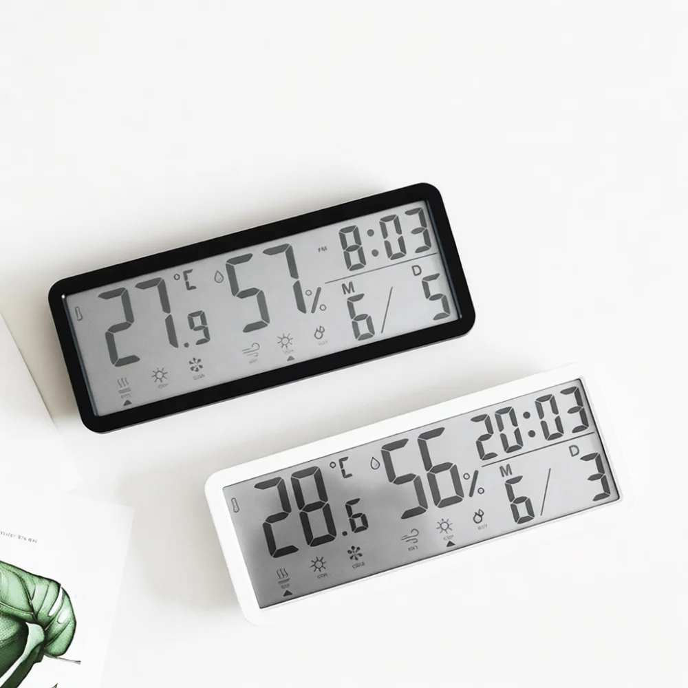 Minimalist Digital Wall Clock Temperature Humidity Meter Modern Decor Multifunction Home Household Watch