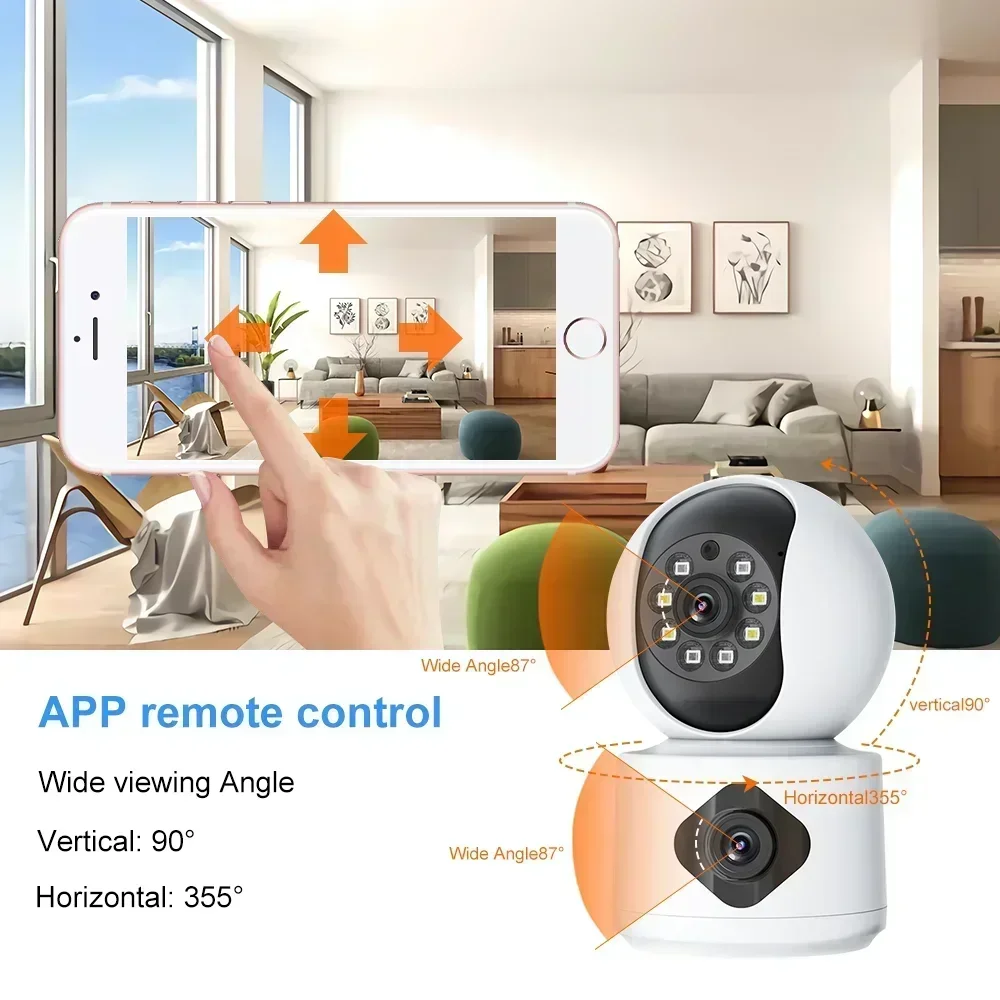 Yoosee 4K 8MP Dual Lens Dual Screens Indoor Mini PTZ 4MP Color Night Vision Auto Tracking Two Way Audio Surveillance Cameras