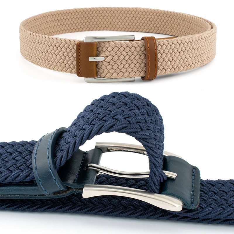 105cm Adjustable Buckle Braided Belts Unisex Jeans Trousers Pants Strap Women Men Metal Lock Waistbands Stretch Woven Belt