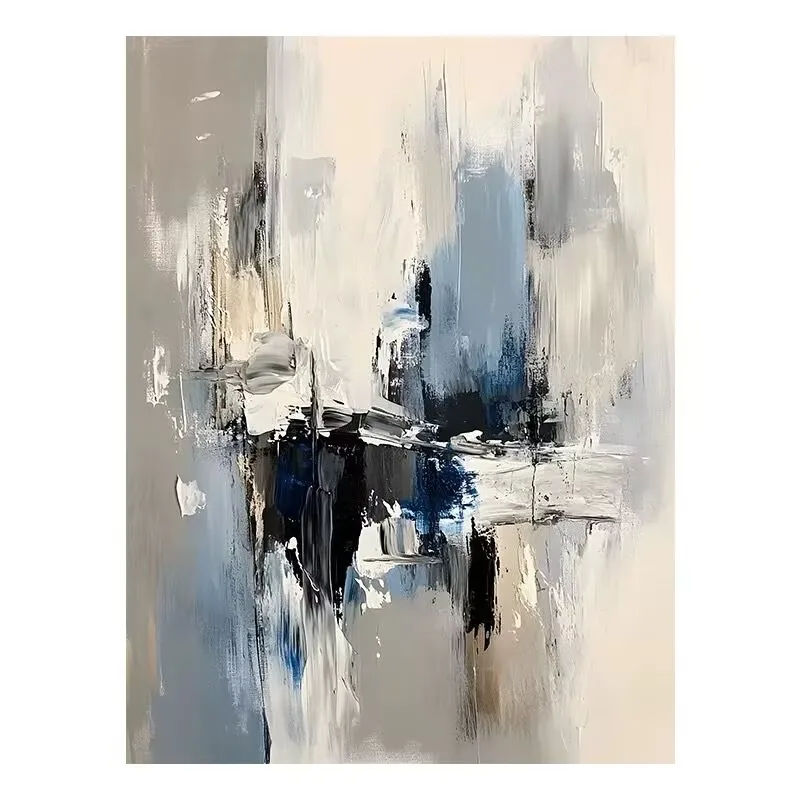 

Original Artwork Painting,Black White Gray Abstract Texture Hanging Painting,Handmade Frameless Canvas Oil Painting,Sofa Poster